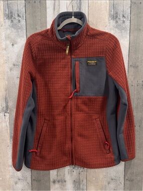 L.L. Bean Women’s Jacket Rust & Gray Mountain Classic Windproof Fleece Zip Up